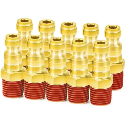 ChillWaves Automotive T-Style Air Plug, 1/4" NPT Male Pneumatic Plugs, Air Compressor Accessories Fittings(10-PACK) - size: 1/4" MNPT, style: PACK OF 10