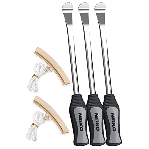 NEIKO 20600A Tire Spoon Levers, Repair Tool Kit, 11 1/2-Inch Hardened Steel Irons, 2 Rim Protectors, 5-Piece Tire Levers Set, Tire Changing Tool, Small Tire Tools - size: Tire Spoon Set, 5 Piece