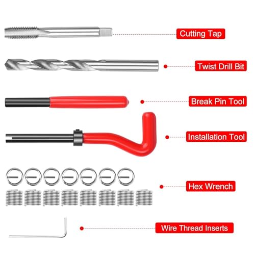 20 Piece M10 x 1.5mm Thread Repair Insert Kit, Stainless Steel Thread Repair Kit Helicoil Coil Compatible Hand Tool Set for Auto Repair - size: M10 x 1.5