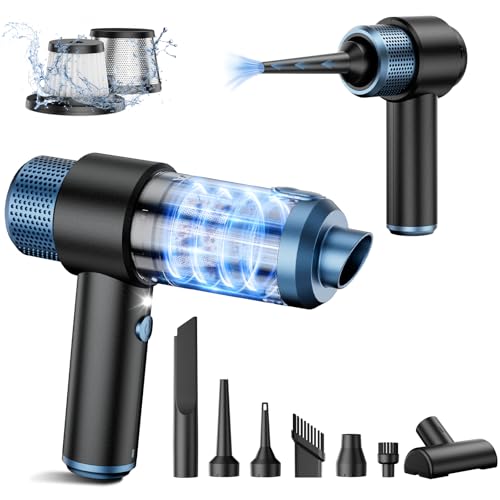 EYYA Handheld Car Vacuum Cleaner Cordless, 15000PA High Power Vacuum & Air Duster, 4-in-1 Portable Mini Vacuum with LED Light, Hand Held Vacuum Cleaner for Car Home Office - color: Black Blue