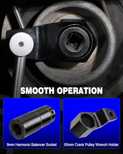 BETOOLL 19 mm Harmonic Balancer Socket & 50mm Crankshaft Crank Pulley Wrench Holder Tool Removal Holding Spanner kit Compatible with Honda and Acura Engines - size: 19mm & 50mm (2 Piece)