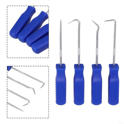 FABULETTA 4-Piece Car Pick and Hook Set for O-Ring Oil Seal Gasket Removal, Hardened Steel Shaft with Grip Handle, Straight 90 Degree Angled Tools for Auto Repair