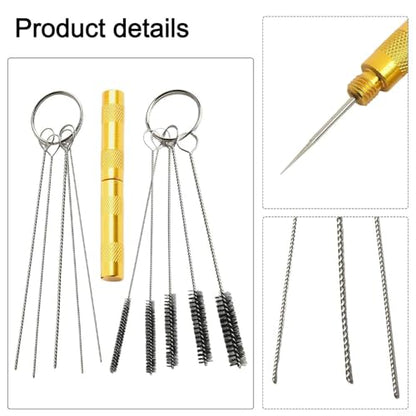 Windshield Washer Nozzle Cleaning Tool Kit with 5 Brush Sizes for Jet Adjustment and Clog Removal, Metal Needle Set to Clean Water Stains and Reposition Sprayers on