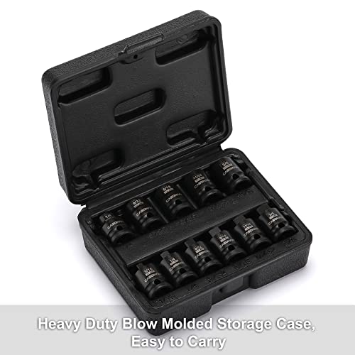 CASOMAN 3/8-inch Drive Pipe Plug Socket Set, SAE, CR-MO, Tapered Male Square Drive, Chamfered Female Square Drive,11 Pieces Set - size: 3/8"Dr.