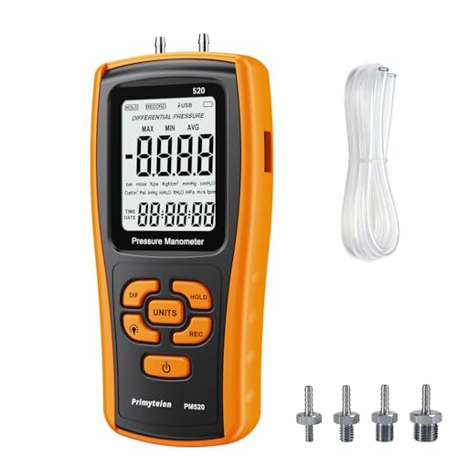 Digital Manometer Gas Pressure Tester, Dual-Port Air Pressure Meter for HVAC, Furnace Ducts, Heater Gas Valve, Gas Furnace, Boilers, Air Pump, Evap Leaks