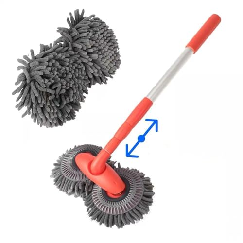 Double Head Car Wash Mop with Long Handle 360°Rotating Car Wash Brush Chenille Microfiber Cleaning Kit Not Hurt Paint Scratch Free(Single Set Mop) - color: Single Set Mop