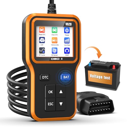 UMEIJA OBD2 Scanner with Upgrade Battery Tester - Diagnostic Tool for Cars That Check Engine Light & Emissions Readiness Read and Clears Vehicle Error Codes for All OBD II Protocol Vehicles Since 1996 - color: orange