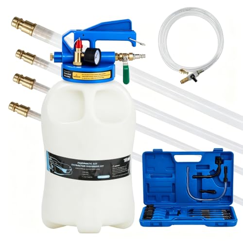 TUFFIOM 10L Transmission Fluid Pump Kit, Pneumatic 2 Way Oil and Liquid Extractor & Dispenser with 15 ATF Adapters, for Automotive Fluid Transfer, Tractor, Motorcycle - color: blue