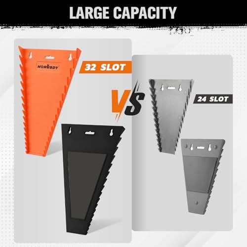 HORUSDY 2-Piece Magnetic Wrench Organizer, 32-Slot Wrench Storage Rack for Toolboxes, Drawer & Garage, SAE (1/4" - 1-1/16") & Metric (6mm - 24mm) Wrench Holder, Black & Orange, 11LBS Capacity - style: 2-Piece Magnetic Wrench Organizer, 32-Slot