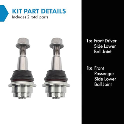 TRQ Front Lower Driver and Passenger Side Ball Joint Set Compatible with 14-19 Chevrolet Silverado 1500 15-20 Suburban 15-20 Tahoe 14-19 GMC Sierra 1500 15-20 Yukon 15-20 Yukon XL with Steel Arms - style: PSA27830