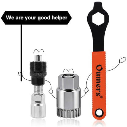 Oumers Bike Crank Extractor/Arm Remover and Bottom Bracket Remover with 16mm Spanner/Wrench. Professional Bicycle Repair Tool Kit - color: Orange