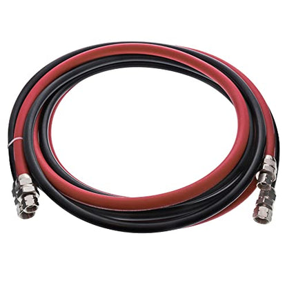 Master Elite Series 12 Foot Air and Fluid Hose Assembly Set with Fittings for Spray Guns, Paint Pressure Pot Tanks, Professional Heavy Duty - Air 3/8" NPS, 5/16" ID & Fluid Hose 1/4" NPS, 1/4" ID - size: 12-Foot Set