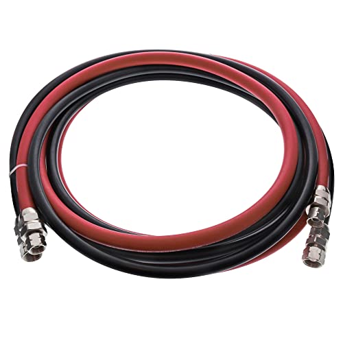 Master Elite Series 12 Foot Air and Fluid Hose Assembly Set with Fittings for Spray Guns, Paint Pressure Pot Tanks, Professional Heavy Duty - Air 3/8" NPS, 5/16" ID & Fluid Hose 1/4" NPS, 1/4" ID - size: 12-Foot Set