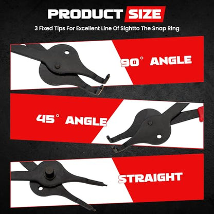 Snap Ring Pliers Set .038in - .09in | For Automobiles Lawnmowers and Farm Equipment Retaining Snap Ring and Circlip Removal Tools