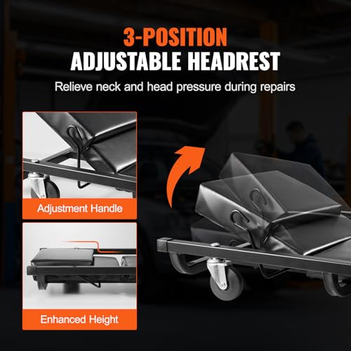 Happybuy 40 - Inch, 300 lbs Capacity Mechanic Garage Creeper, Automotive Rolling Creeper with 6 Casters and Adjustable Cushioned Headrest, Heavy Duty Steel Frame Low Profile for Garages, Repair Shops