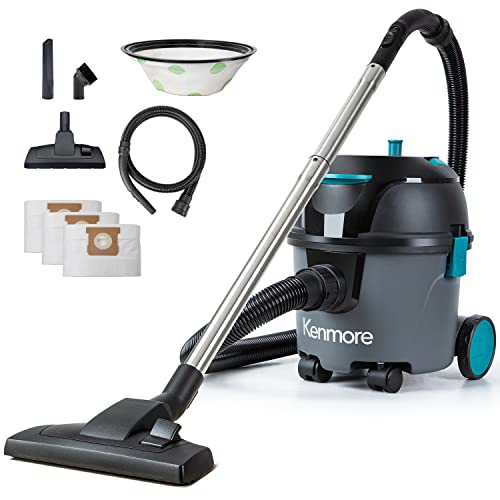 Kenmore KW3010 Bagged Canister Vacuum 3 Gallon Lightweight | High Efficient, 3 Cleaning Tools, Washable Filter, Hard Floor, Carpet & Pet Hair, Dry - color: Black+dry