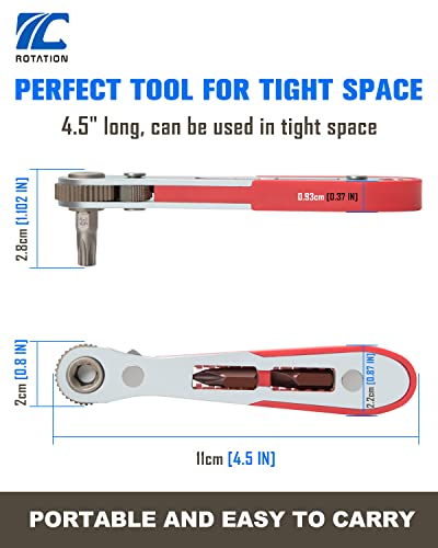 ROTATION 44pc Bit Set with 1/4 Mini Ratchet Offset Screwdriver, Portable Case, CR-V Steel, Drive Handle & Multi Hex/Phillips/Slotted/Torx/Star - style: 44pc