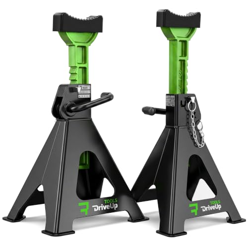 Jack Stands 3 Ton (6,600 lb) Heavy Duty Steel, Double Locking, Set of 2, Adjustable Height 11.03-16.7 Inch, Green Car Jack Stands for Cars SUV Trucks Vans - size: 3 Ton