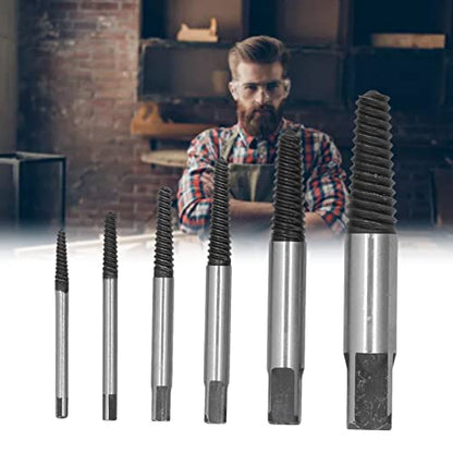 Screw Extractor Kit 6 Pieces | Left Hand Drill Bit Set for Removing Damaged Screws, Bolts & Pipes | Easy Screw Remover Tool for Automotive & Home DIY