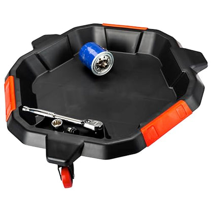 Powerbuilt 2-in-1 2 Gallon Oil Drain Caddy, Tool Creeper, Drain Pain - Red Black 642964ECE