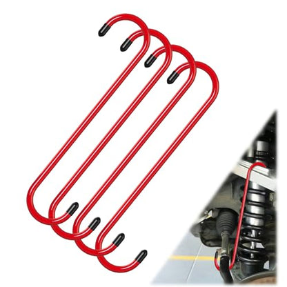 BFXM 4PCS Brake Caliper Hanger Caliper Hangers Hooks with Rubber Tips | Durable Steel, Rust-Proof Automotive Tools for Braking, Axle, Suspension, Herramientas para Extensión de Frenos - color: Red-4PCS