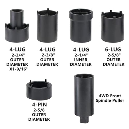 DPTOOL Spindle Nut Socket Tool Kit 6 Pcs Axle Lock Nut Socket Set 1/2” Drive Wheel Hub Nut Remover Installer Compatible with Ford Dana 44/80 Toyota Dodge GMC Chevrolet 4WD Lug Out Spindle Socket Set