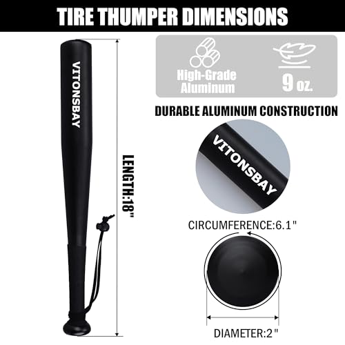 Aluminum Tire Checker Bat - Truckers Tool for Checking Tire Pressure - Black - color: Black