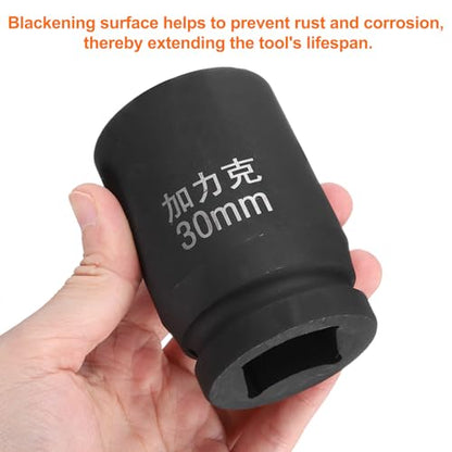 HARFINGTON 4 Point Square Socket 1" Drive by 30mm Metric Square Impact Socket 40CR Blackening Standard Wheel Sockets Pneumatic Socket Tool for Auto Repair Mechanical Maintenance Home Use - size: 30mm