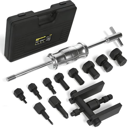 Blind Hole Bearing Puller Set 8-32mm with Slide Hammer - Motorcycle Bearing Removal Tool Kit with Expandable Collets for Wheel, Sprocket & Swingarm Bearing Puller - 12PC Mechanic Tool Set - size: 12pcs