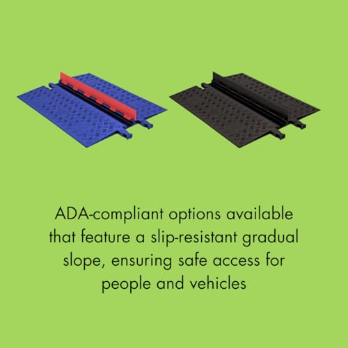 Checkers 1 Channel Low Profile Drive Over Cable Protector with Built in ADA Compliant Ramp, Heavy Duty Loads up to 46,000 Pounds, Polyurethane Construction, Black/Black, GD1X75-B/B - color: Black, style: ADA Compliant