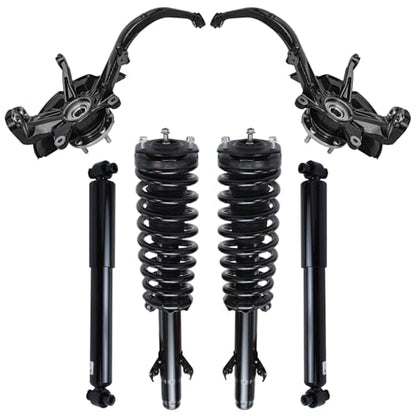 Detroit Axle - FWD Front Steering Knuckles Wheel Hub Bearings Struts Rear Shocks Replacement for Ford Fusion Lincoln MKZ Mercury Milan - size: 6AQU47650/ strut shock sway kit