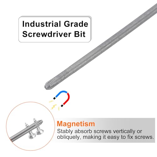 HARFINGTON 5pcs #1 Phillips Screwdriver Bit PH1 1/4" Hex Shank 3.15" (80mm) Long Magnetic S2 Steel Industrial Grade Screw Driver Bit Cross Head Electric Drill Bits 0.079" (2mm) Rod - size: PH1 x 80mm x 2mm