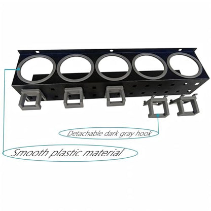 2-Pack Spray Bottle Organizer - 5 Can Holes + 5 Hooks, Wall-Mounted Multi-Functional Organizer Suitable for Car Detailing, Garage, Kitchen, Bathroom