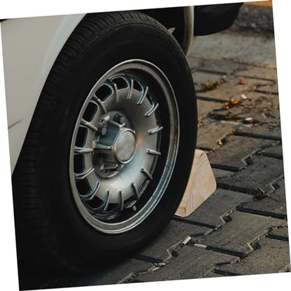 Happyyami Wooden Wheel Chock Tire Stabilizer for Trucks and Cars Anti-Slip Ramps for Travel Trailers RVs and Motorcycles Sturdy 2-Piece Set Grip for Secure Positioning