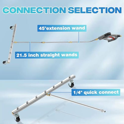 M MINGLE 24” Undercarriage Pressure Washer Attachment | Undercarriage Sprayer with 7 Nozzles, Under Car Washer with 3 Pieces Extension Wand, 4000 PSI - size: 24 Inch