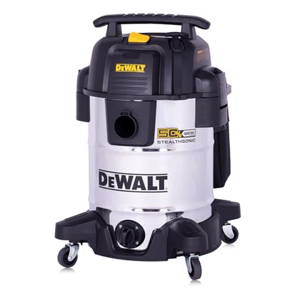 DEWALT 10 Gallon STEALTHSONIC Wet Dry Vacuum, DXV10S-QT Newest Noise Reduction Shop Vac, Ultra Quiet Shop Vacuum Wet and Dry for Home, Garage, Car, Workshop, Stainless Steel Tank, 5 Peak HP