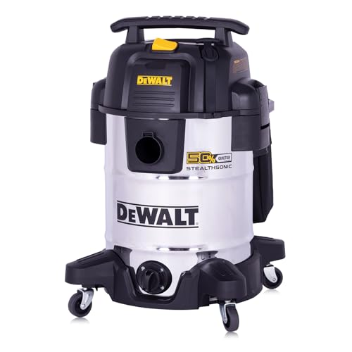 DEWALT 10 Gallon STEALTHSONIC Wet Dry Vacuum, DXV10S-QT Newest Noise Reduction Shop Vac, Ultra Quiet Shop Vacuum Wet and Dry for Home, Garage, Car, Workshop, Stainless Steel Tank, 5 Peak HP
