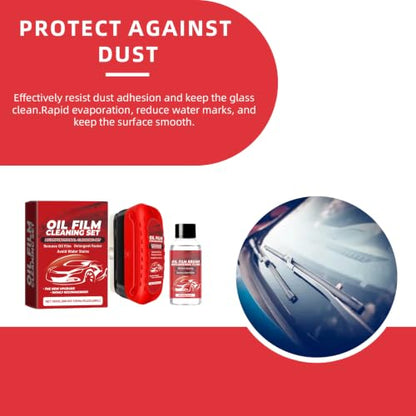 Oil Film Cleaning Brush for Windshield,Improves Driving Visibility(3PCS) | Rain Repellent Windshield Cleaner Tool , Anti-Rain Coating,Windshield Cleaner,Kit with Supplements & Towel