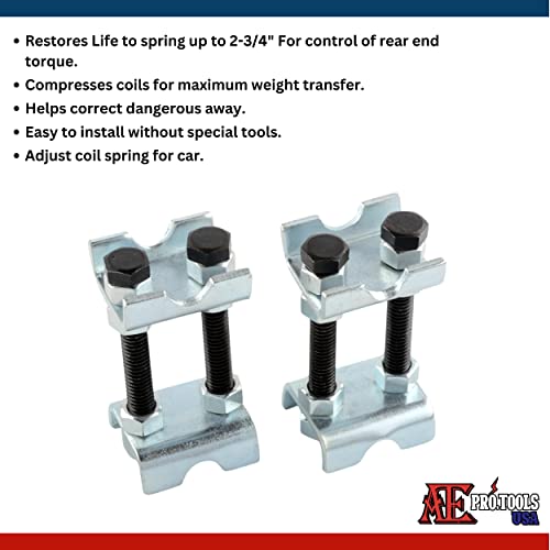 ATE Pro. USA - 4 Pc Coil Spring Compressor Tool, 2 Way Adjustable Coil Spring Spacer, Mini Coil Spring Compressor, Carbon Steel Shocks Adjuster Tool for Car