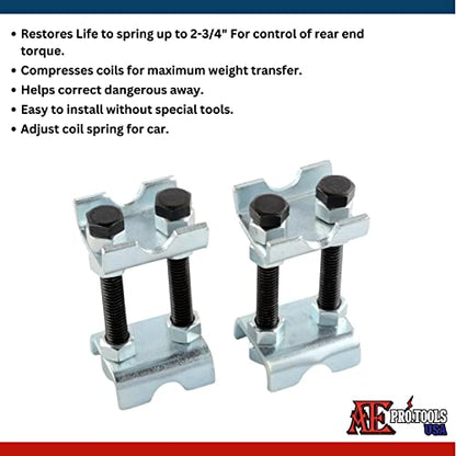ATE Pro. USA - 4 Pc Coil Spring Compressor Tool, 2 Way Adjustable Coil Spring Spacer, Mini Coil Spring Compressor, Carbon Steel Shocks Adjuster Tool for Car