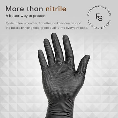 SUPER+ Disposable Nitrile Gloves, 8 Mil Diamond Powder-Free Latex-Free Food Safe Chemical Resistant Heavy Duty, Black 500 Ct - color: Large (Black)
