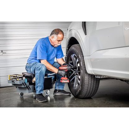 Powerbuilt Rolling Seat with Expandable Tool Trays, Roller Toolbox Garage Stool - Grey 941918ECE - style: Expandable Tool Trays