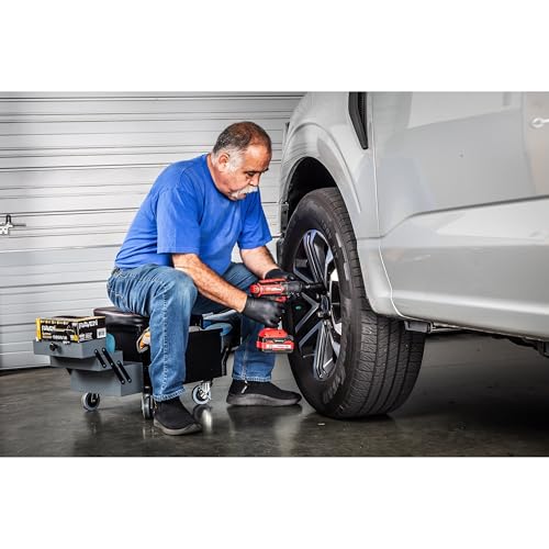 Powerbuilt Rolling Seat with Expandable Tool Trays, Roller Toolbox Garage Stool - Grey 941918ECE - style: Expandable Tool Trays