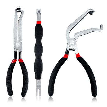 3 Pcs Electrical Disconnect Pliers,Automotive Electrical Connector Removal Tool,Upgrade Electrical Connector Pliers & Automotive Clip Removal Tool,Steel Automotive Hose Clamp Plier Set Tools(Black)