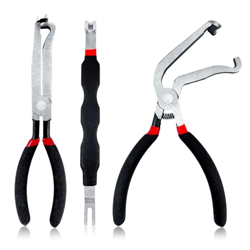 3 Pcs Electrical Disconnect Pliers,Automotive Electrical Connector Removal Tool,Upgrade Electrical Connector Pliers & Automotive Clip Removal Tool,Steel Automotive Hose Clamp Plier Set Tools(Black)
