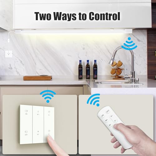 ONIDEK Under Cabinet Lights with Plug. 3000K-6500K Dimming and Color. with Wireless Control Panel and Remote Control.15W 1500LM for Garage, Kitchen, Bathroom, Closet, Office (16 inch-2pcs) - size: 16 inch-2pcs