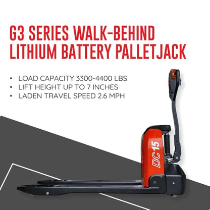 48" x27" Full Electric Pallet Jack 3300lbs Capacity Li-Ion Battery 24V/30AH