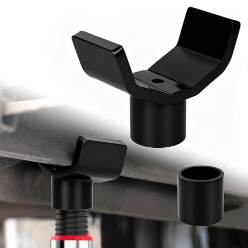 2-in-1 Bottle Jack Adapter - Universal Steel Adapter for Safe Jack Lift, Fits 1.61-Inch (41mm) or Smaller Bottle Jacks, Works with Round Axles (4.5" Max) & Square Axles (3.5" Max) - color: Black-With one jack adapters