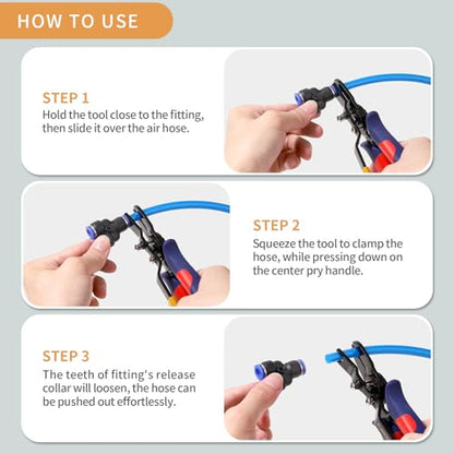 PLANEKO 11PCS Air Line Removal Tool Kit for 1/4" 5/16" Hose Fittings | Air Line Disconnect Tool for 6mm 8mm Hose with 10PCS 1/4” Tube OD x 1/4” NPT Male Straight Thread Push to Connect Fittings