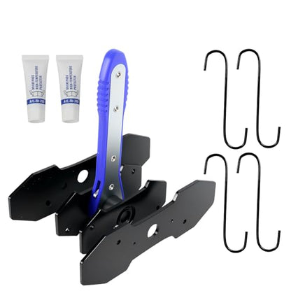 Brake Caliper Compression Tool Kit with 4 Hooks & Steel Plates - 360° Swing Ratchet for Single/Twin/Quad Piston Calipers Heavy-Duty Brake Pad Spreader Car Repair Tool